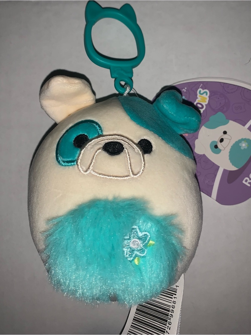 Squishmallow Reynolds Plush Teal & Cream Puppy Clip-On Keychain